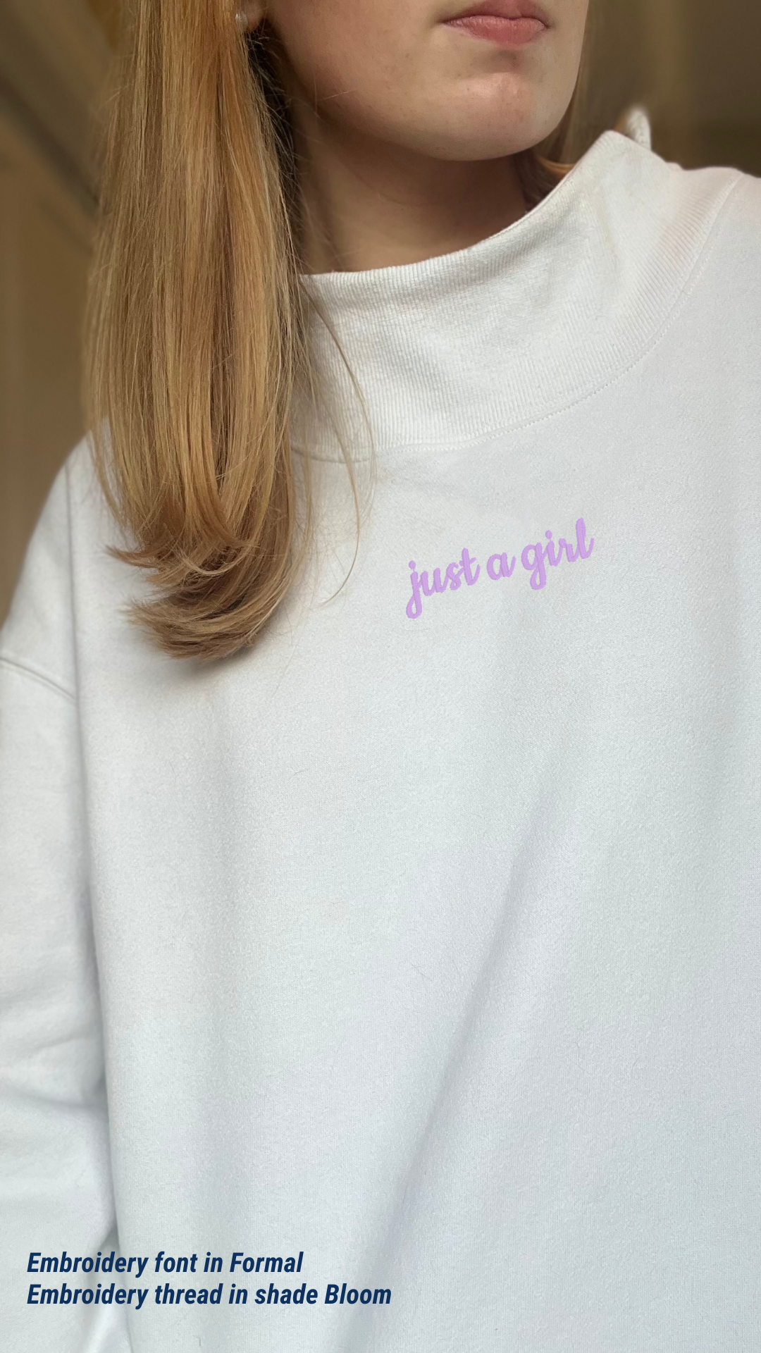 White Mock Neck Sweatshirt | Personalized